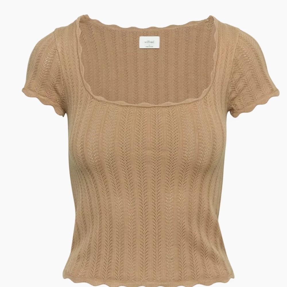 Short-sleeve pointelle shirt